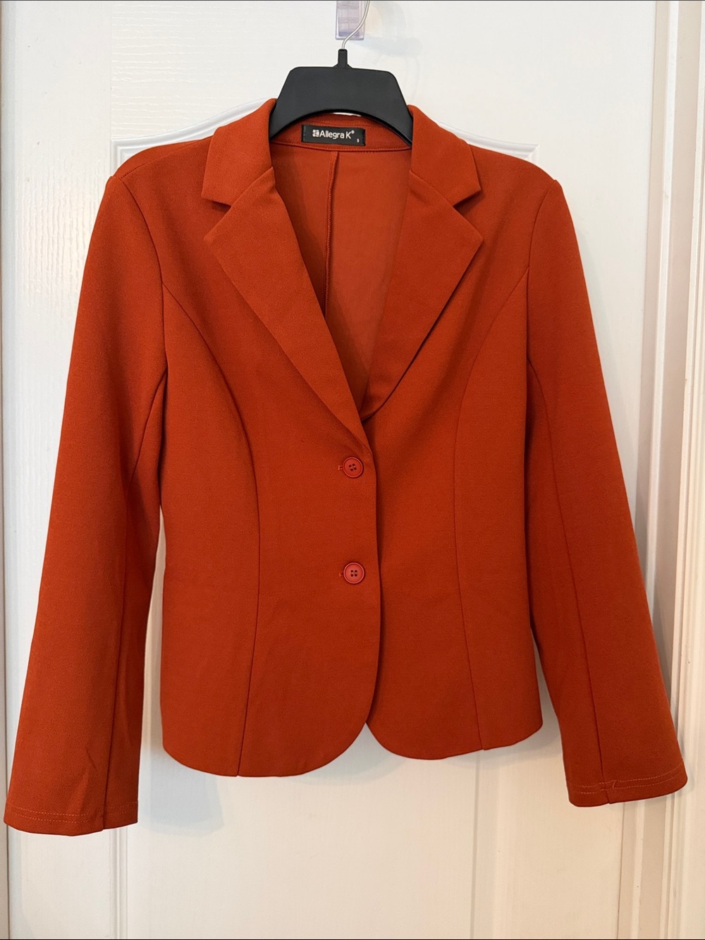 Allegra K Women's Burnt Orange Two-Button Tailored Blazer